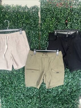 Dkny Black Men's Cargo Shorts with Utility Pockets